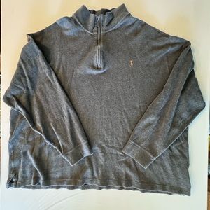 Polo Ralph Lauren Men’s 3XB Gray 1/4 Zip Pullover Estate Rib Colored Pony